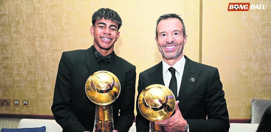 Lamine Yamal cùng "siêu cò" Jorge Mendes